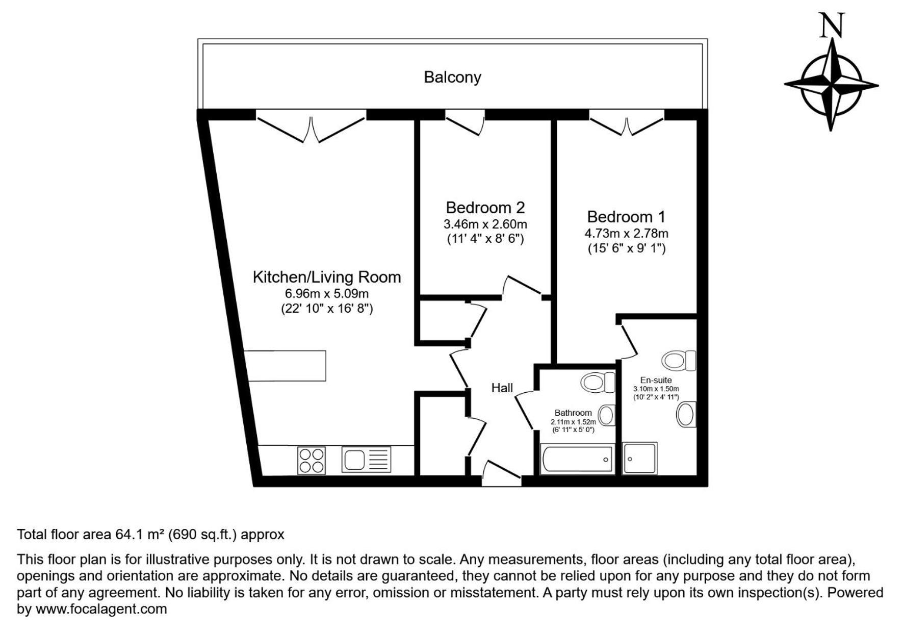Apartment Central 2 Bed Flat With Big Balcony *